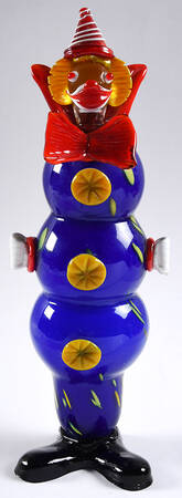 Murano Figurines Clown-Blue,Orange Bowtie & Hat - Nb710, No Box