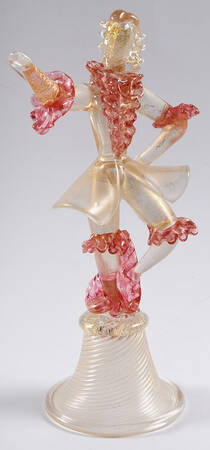 Murano Figurines Male Dancer-Gold With Pink Ruffles - Nb705, No Box