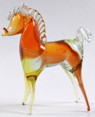 Murano Figurines Horse Orange And Yellow - Nb719, No Box
