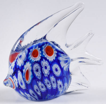Murano Figurines Tropical Fish Blue White Red - Nb735, No Box