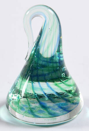 Murano Figurines Candy Kiss-Blue & Green Swirl - Nb728, No Box