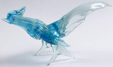 Murano Figurines Roadrunner-Blue & White - Nb727, No Box