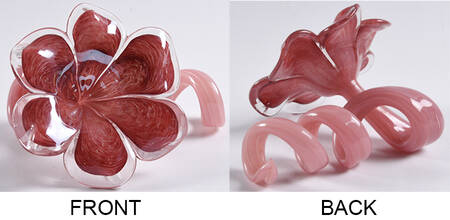 Murano Figurines Flower-Pink With Curled Stem - Nb726, No Box