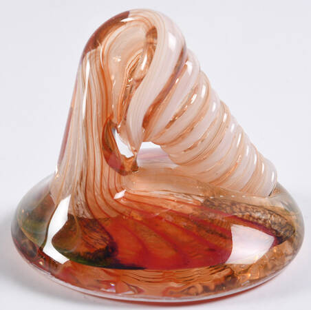 Murano Figurines Pen Holder-Corkscrew, Amber,White - Nb724, No Box