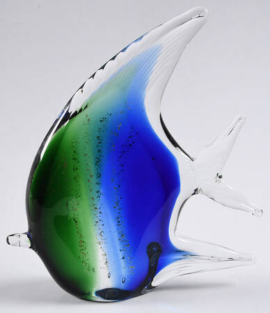 Murano Figurines Tropical Fish Blue Green Gold Flackes - Nb723, No Box