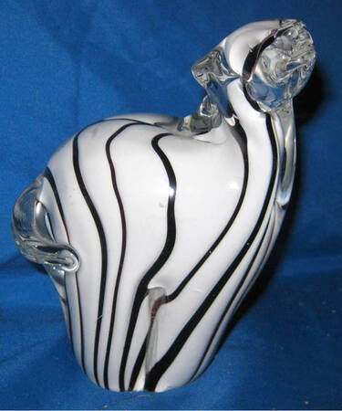 Murano Figurines Zebra,White,Black Stripe - Nb736, No Box