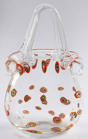 Murano Figurines Handbag Purse-Millefiori - Nb742, No Box