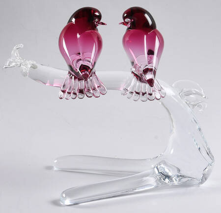 Murano Figurines Two Love Birds On Branch - Nb740, No Box
