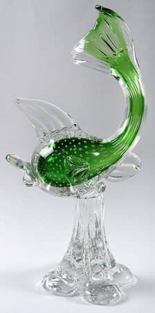Murano Figurines Fish Green Bubbles - Nb739, No Box