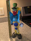 Murano Figurines Clown Blue Buttons&Bows - Nb746, No Box