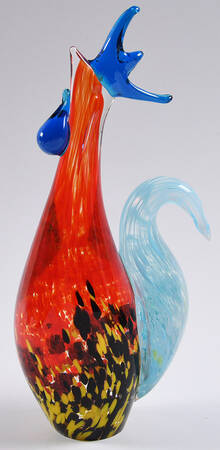 Murano Figurines Rooster-Red,Multicolor - Nb757, No Box