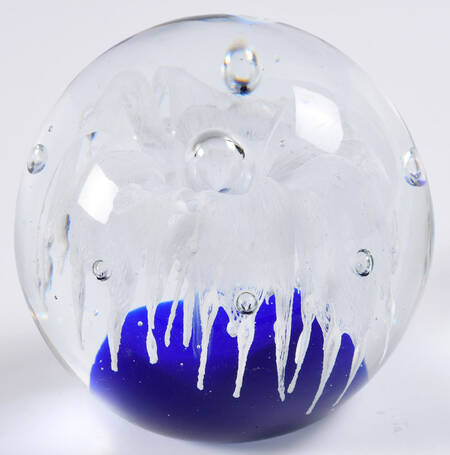 Murano Figurines Paperweight-Cobalt,White Fountain - Nb756, No Box