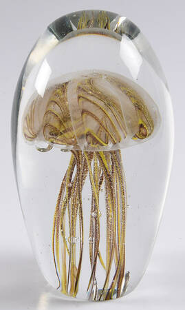Murano Figurines Jellyfish-Yellow And Brown - Nb752, No Box