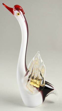 Murano Figurines Swan-White,Purple, Gold Flecks - Nb758, No Box
