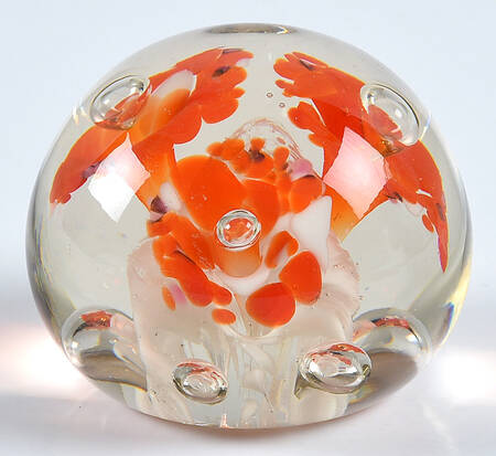 Murano Figurines Paperweight-Orange Cone Flowers - Nb766, No Box