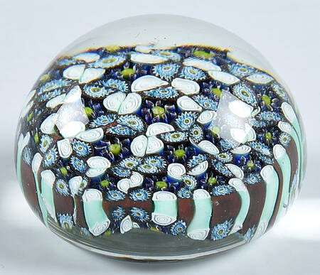 Murano Figurines Paperweight-Millefiore Blue & White - Nb763, No Box