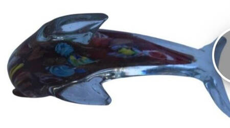 Murano Figurines Dolphin-Multicolor Patterned - Nb780, No Box