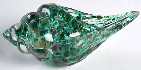 Murano Figurines Conch Shell - Green - Nb793, No Box