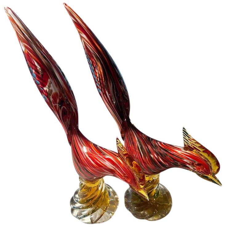 Murano Figurines Pheasant-Red With Gold Flecks - Nb797, No Box