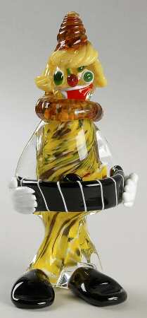 Murano Figurines Clown With Accordion - No Box