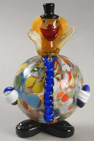 Murano Figurines Clown-Confetti-Round Shape - No Box
