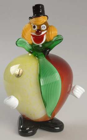 Murano Figurines Clown-Apple Shaped - No Box