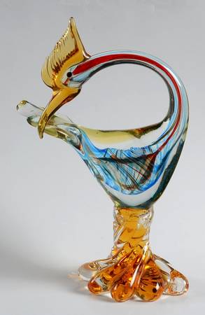 Murano Figurines Crested Bird-Gold - No Box