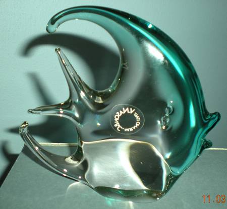 Murano Figurines Angelfish W/Aqua Tint - No Box