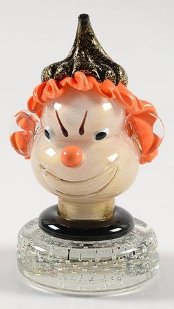 Murano Figurines Clown With Orange Hair - No Box