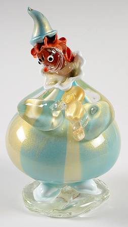 Murano Figurines Blue And White Clownn - No Box