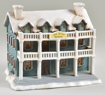 Currier & Ives Miniature Figurine Old Sloan Tavern - With Box