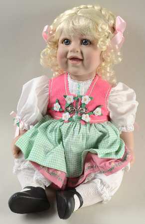 Marie Osmond Toddler Dolls Pink & Green Checkered Dress - Boxed