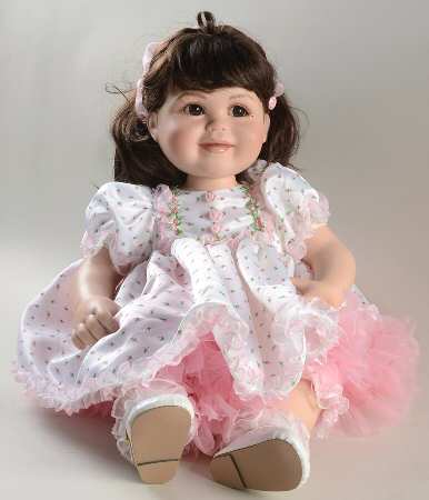 Marie Osmond Toddler Dolls White Dress W/ Roses - Boxed