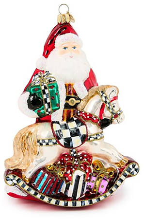 Courtly Christmas Ornaments Santa With Rocking Horse - With Box 53