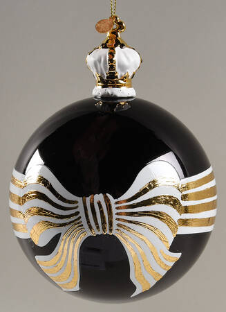 Courtly Christmas Ornaments Noel Bow Ball - Boxed