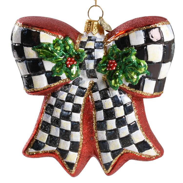 Courtly Christmas Ornaments Courtly Check Holly Bow - Boxed
