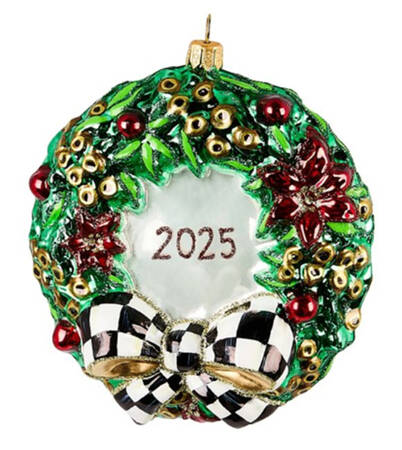 Annual Wreath Ornament 2025 Christmas Holly Wreath - Boxed