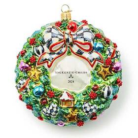 Annual Mackenzie Childs Ornaments 2024 Logo Wreath - With Box