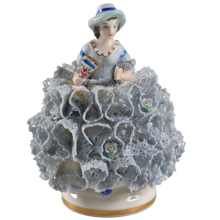 Irish Dresden Lace Figurines Lydia - Blue - Boxed