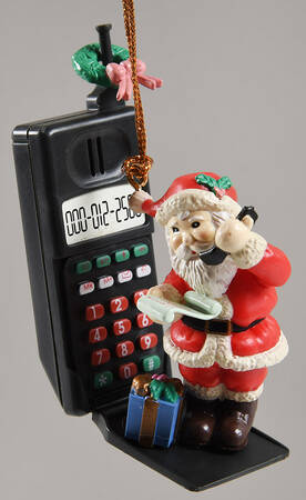 Christmas Ornaments Santa On A Cellphone - Boxed