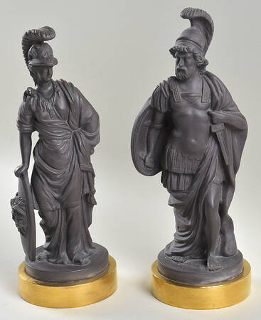 Black Basalt Figurines Minerva & Jupiter (Pair) - No Box