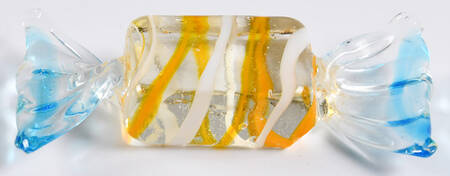 Candy Pieces Clear Rectangle W/Yellow&White Stripes - No Box