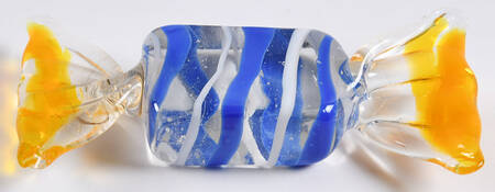 Candy Pieces Clear Rectangle W/ Blue&White Stripes - No Box