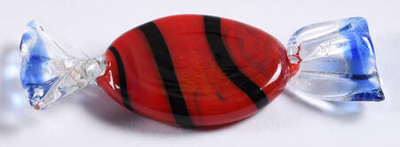 Candy Pieces Red Oval W/Black Stripes  - No Box