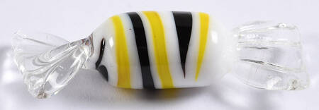 Candy Pieces White Oval W/Yellow&Black Stripes - No Box
