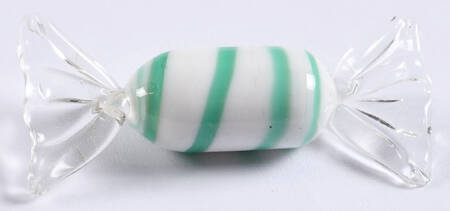 Candy Pieces White Cylinder W/Sage Stripes  - No Box