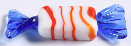 Candy Pieces White Rectangle W/Red Stripes - No Box
