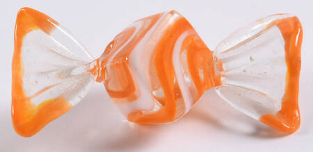 Candy Pieces Clear Cube W/ Orange Stripes - No Box