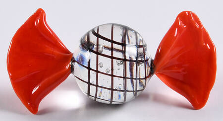 Candy Pieces Clear Sphere W/Black Checkered  - No Box