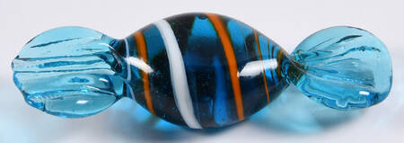 Candy Pieces Blue Oval W/ White Stripes - No Box